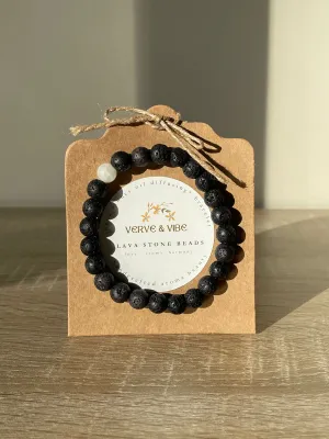 Black Bracelet with Oil Diffusing Lava Stones