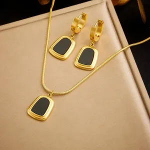 Black White Geometric Necklace Bracelets Earrings For Women New Trendy Jewelry Set Wedding Gift