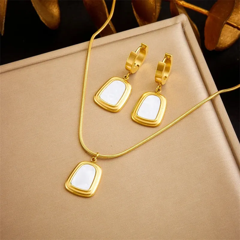 Black White Geometric Necklace Bracelets Earrings For Women New Trendy Jewelry Set Wedding Gift