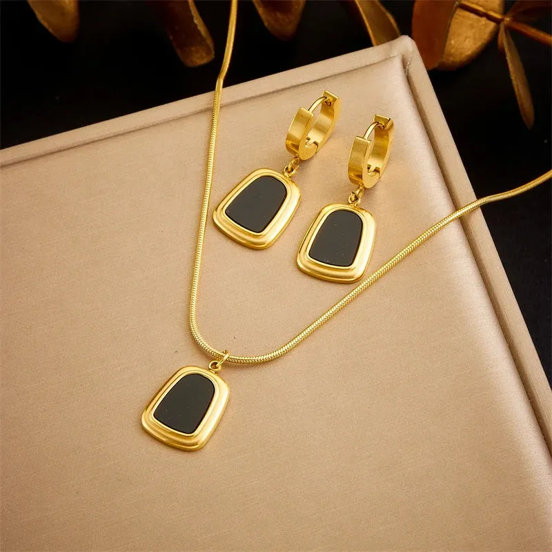 Black White Geometric Necklace Bracelets Earrings For Women New Trendy Jewelry Set Wedding Gift