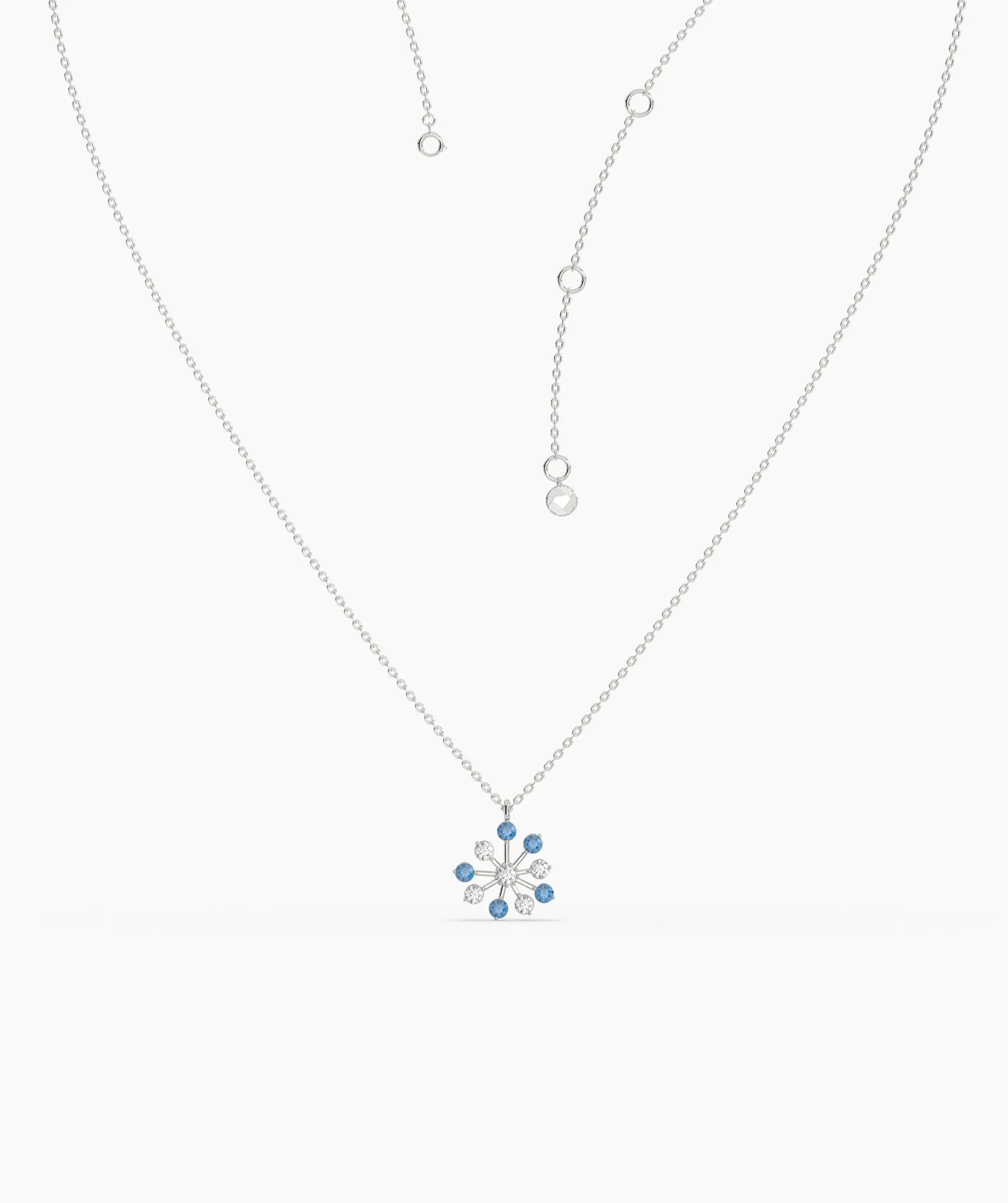 Blue Diamond Snow flower Necklace