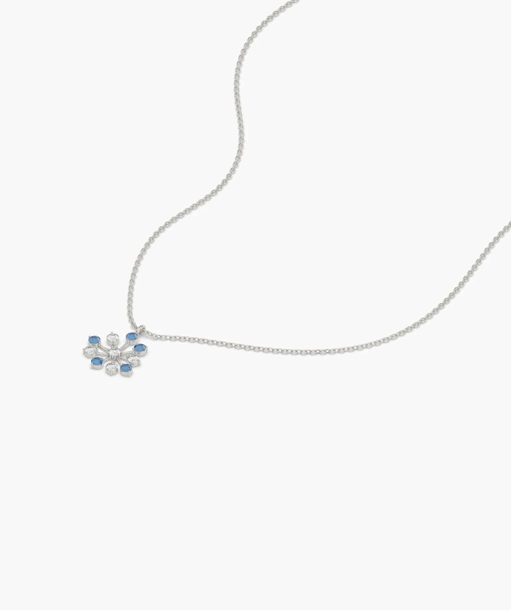 Blue Diamond Snow flower Necklace