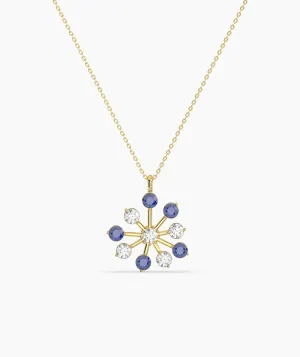 Blue Diamond Snow flower Necklace