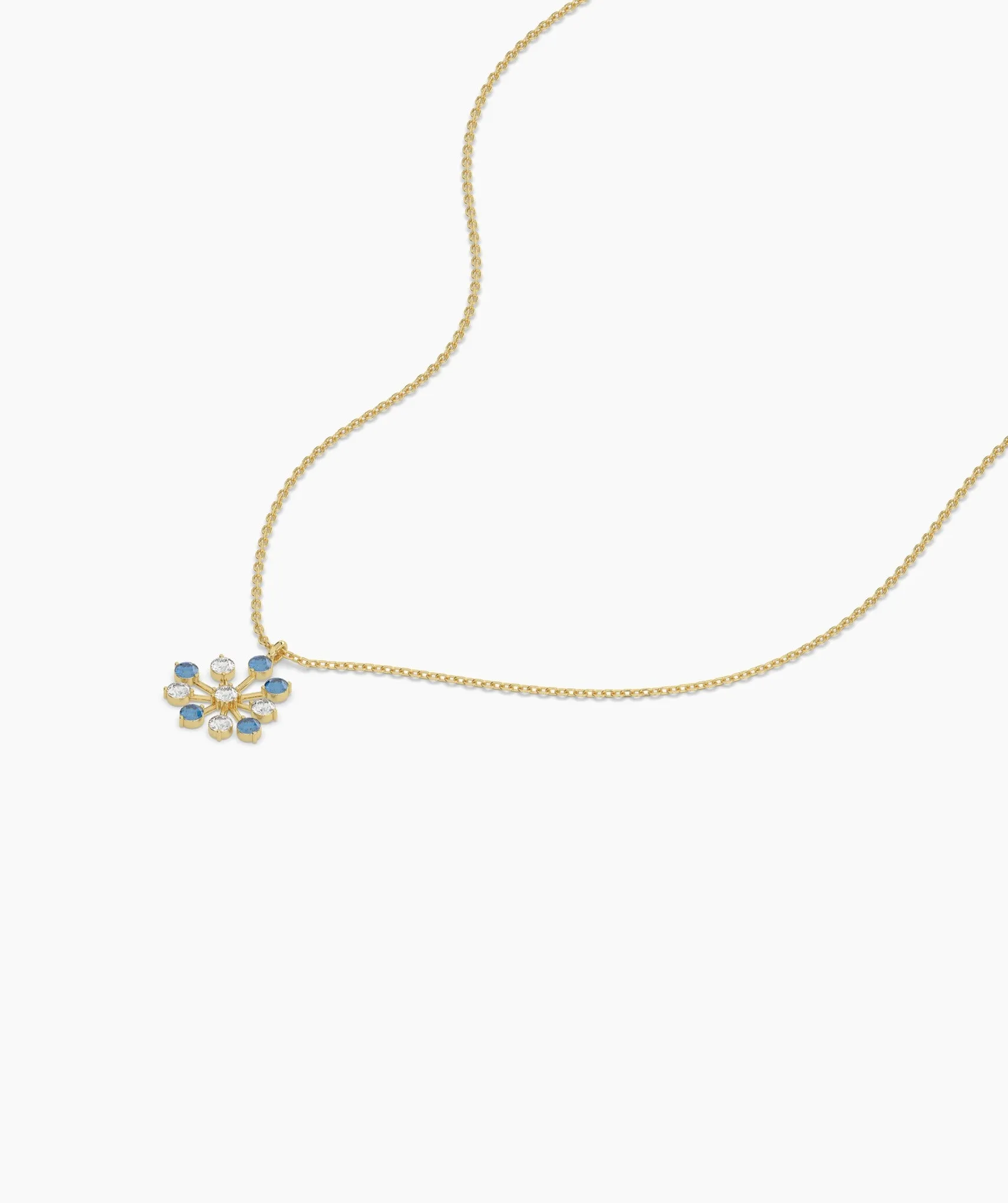Blue Diamond Snow flower Necklace