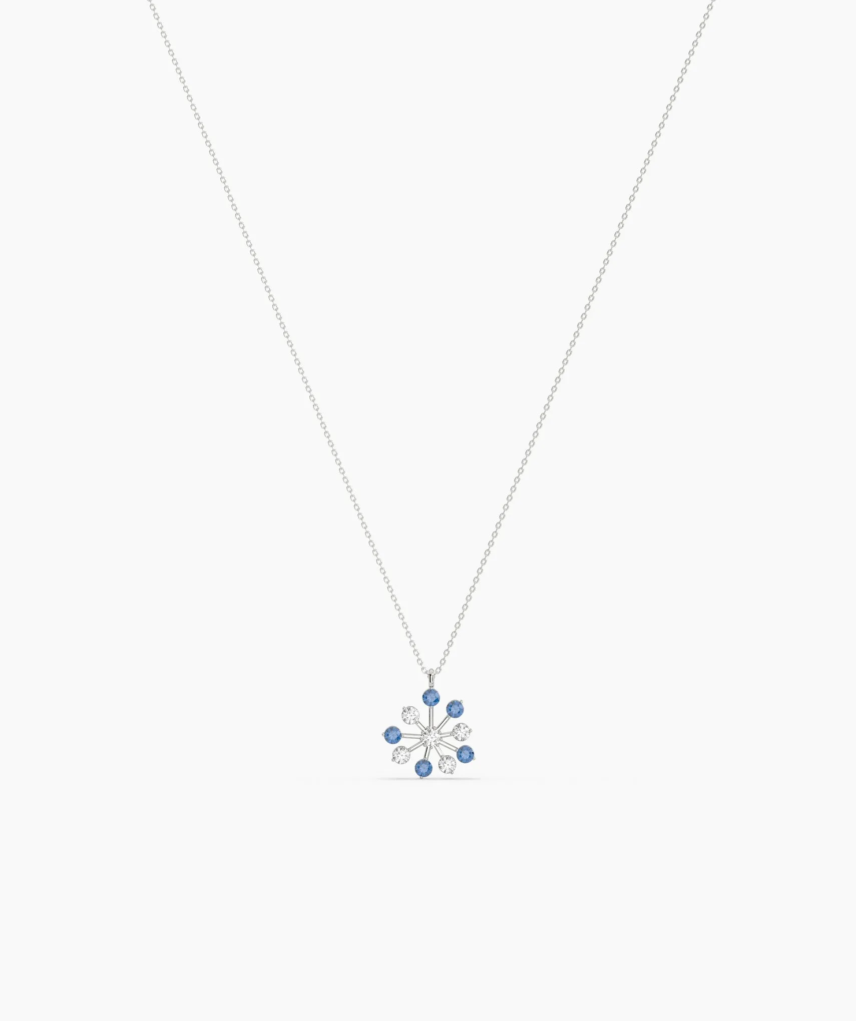 Blue Diamond Snow flower Necklace