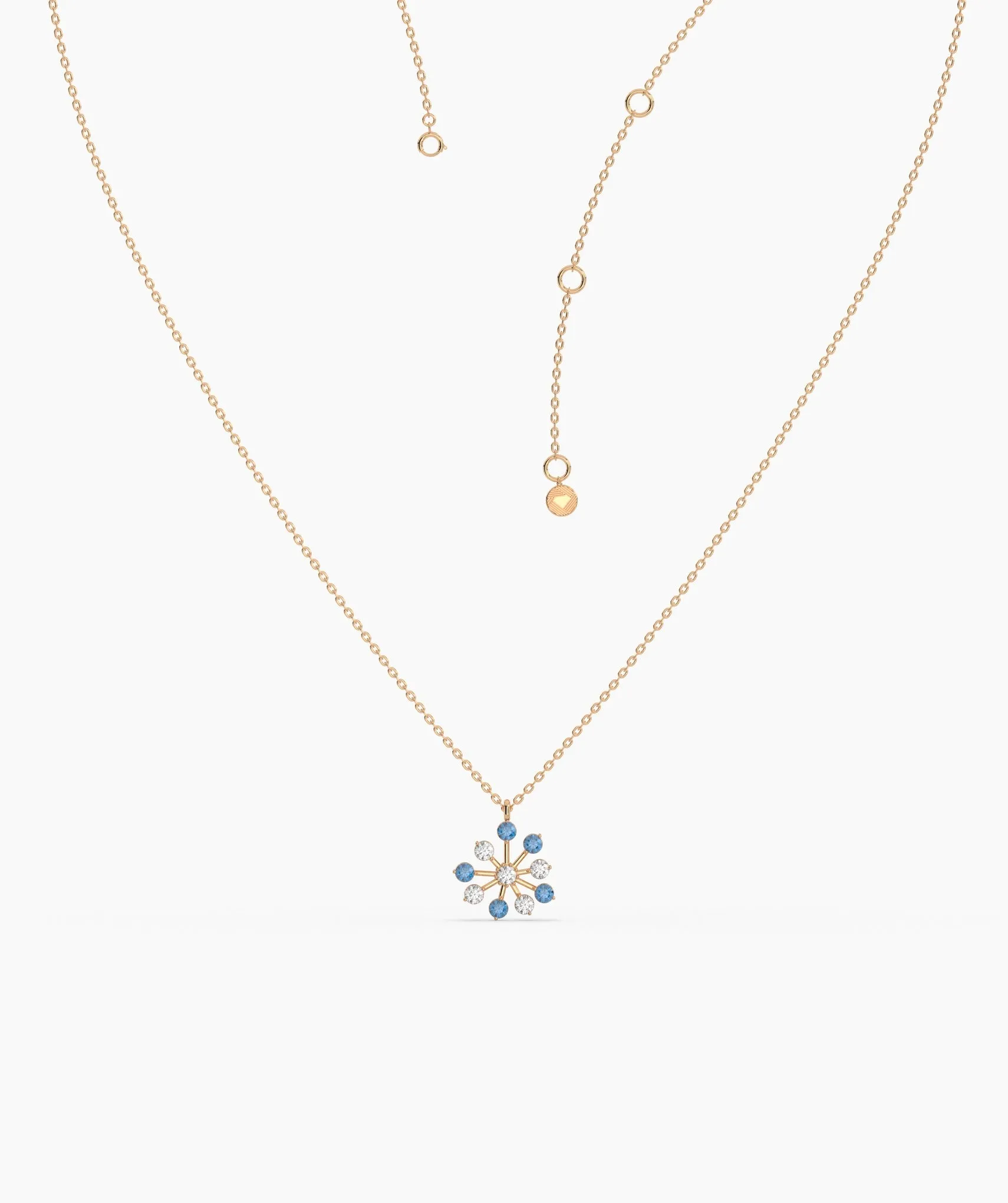 Blue Diamond Snow flower Necklace