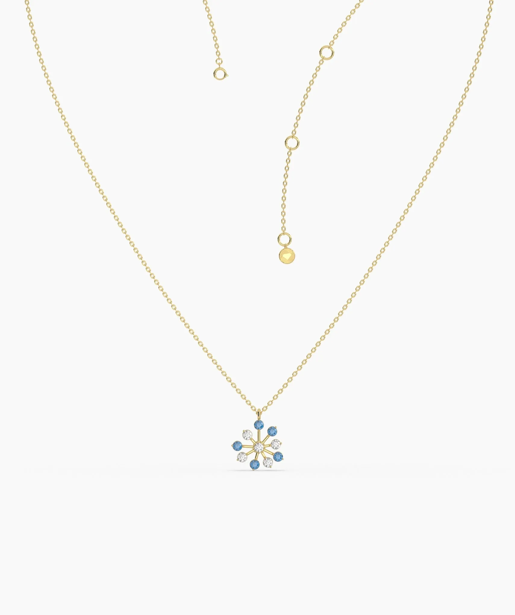 Blue Diamond Snow flower Necklace