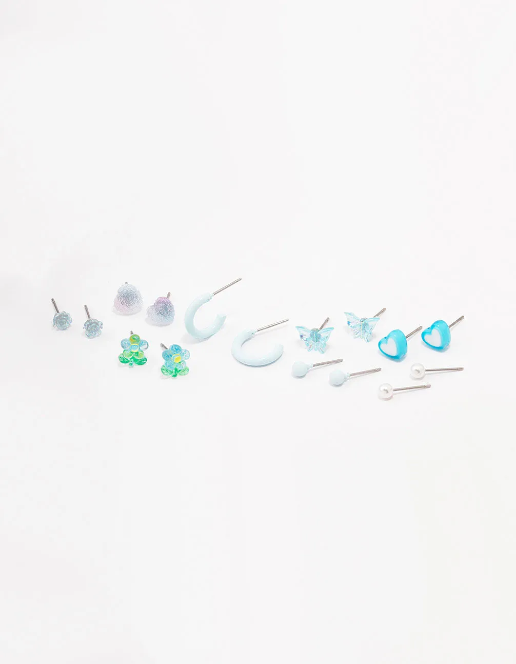 Blue Heart & Flower Earring 8-Pack