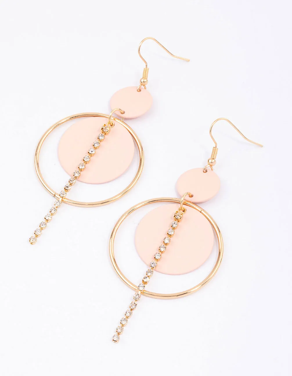 Blush Open Disc Cup Chain Drop Earrings