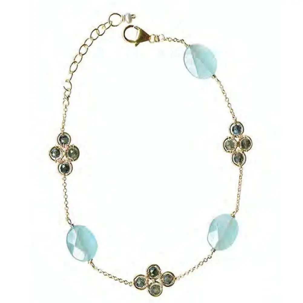 Bracelet 4880 with Australian Sapphire and Chalcedony by Michelle Pressler Jewelry