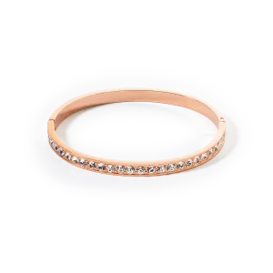 Bracelet stainless steel & crystals rose gold crystal (size 19 cm)