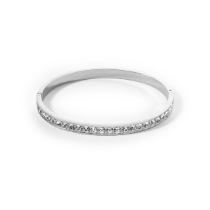 Bracelet stainless steel & crystals silver crystal (size 17 cm)