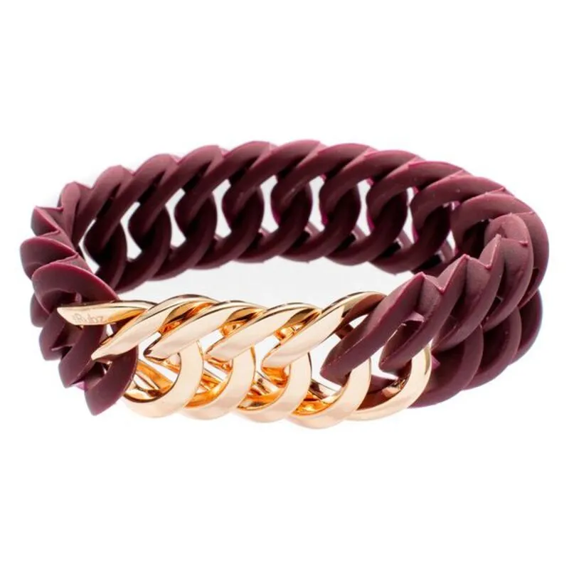 Bracelet TheRubz 100467 Red Silicone Stainless steel Golden Steel/Silicone