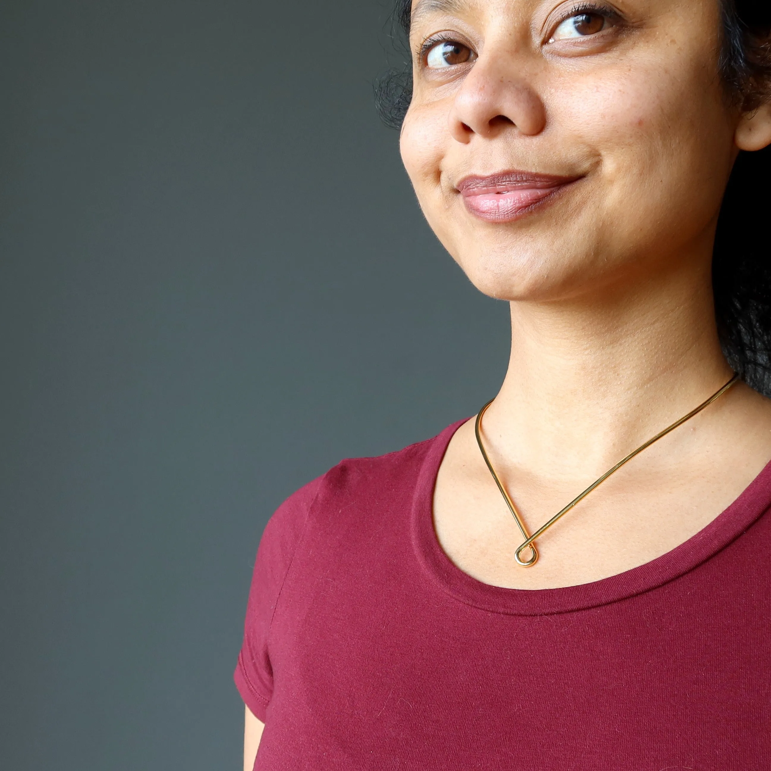 Brass Choker Necklace Teardrop Sophisticated Gold