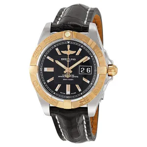Breitling Galactic 41 Black Dial Black Leather Automatic Men's Watch C49350L2-BA09BKCD