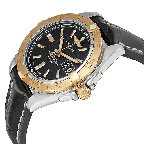 Breitling Galactic 41 Black Dial Black Leather Automatic Men's Watch C49350L2-BA09BKCD