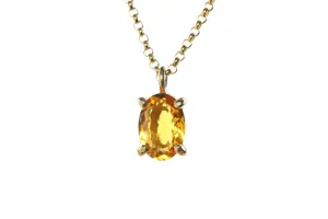 Bright Citrine Gold Pendant Necklace
