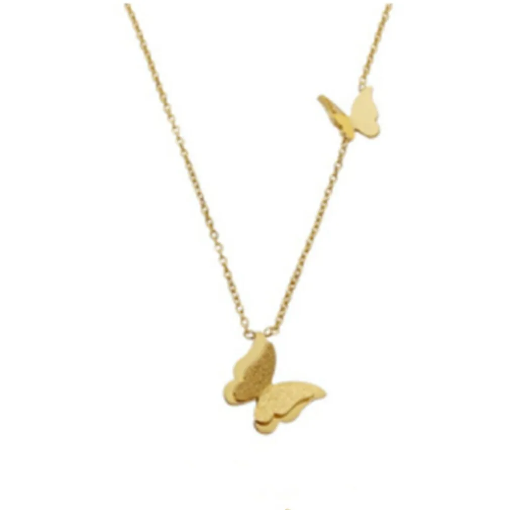 Butterfly Charm Chain Necklace Stainless Steel