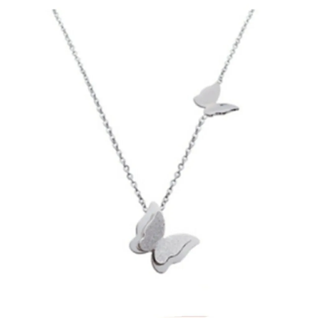 Butterfly Charm Chain Necklace Stainless Steel