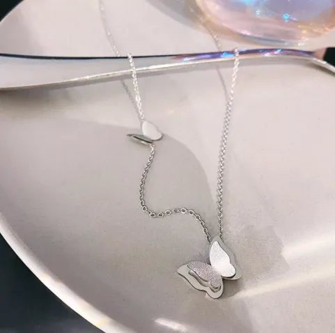 Butterfly Charm Chain Necklace Stainless Steel