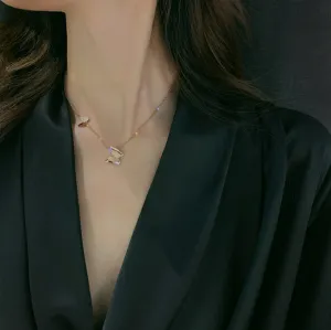 Butterfly Charm Chain Necklace Stainless Steel