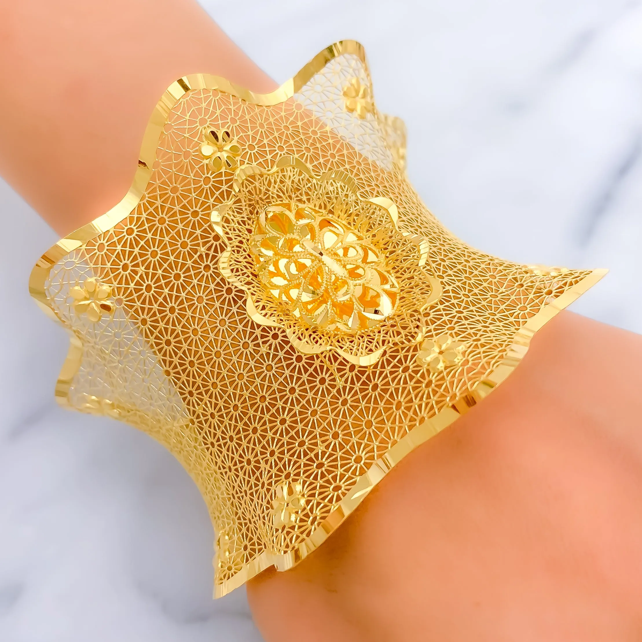 Captivating Regal 21K Gold Glam Bangle Bracelet