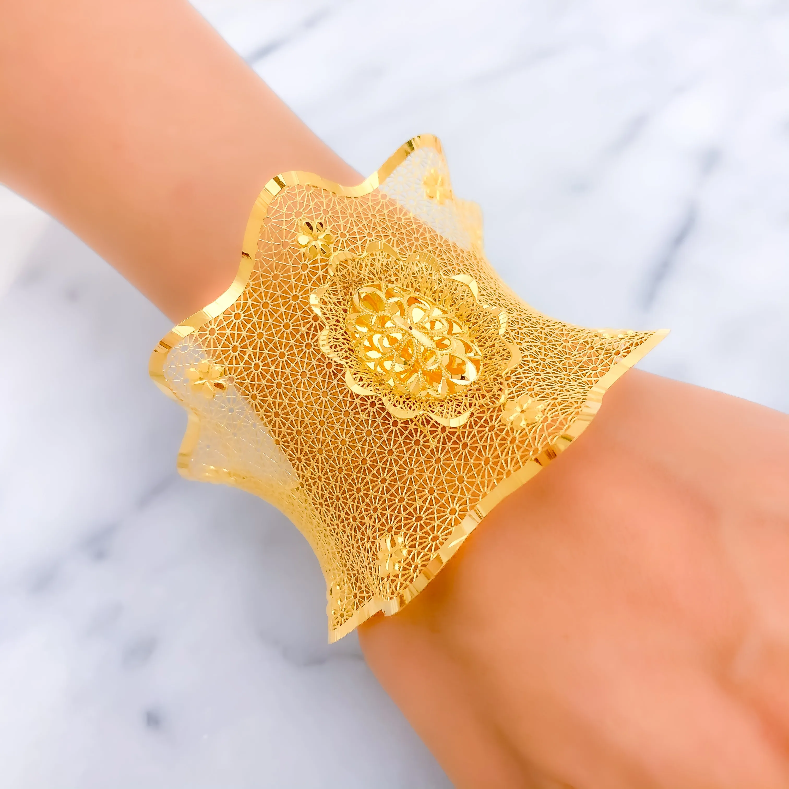 Captivating Regal 21K Gold Glam Bangle Bracelet