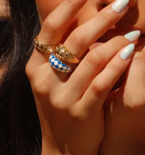 Checker Rings - Blue Set of 2