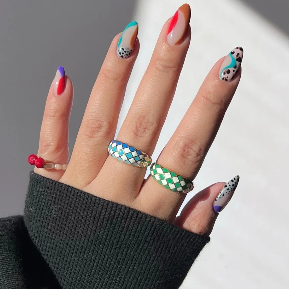 Checker Rings - Blue Set of 2