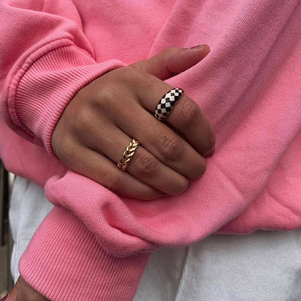 Checker Rings - Blue Set of 2