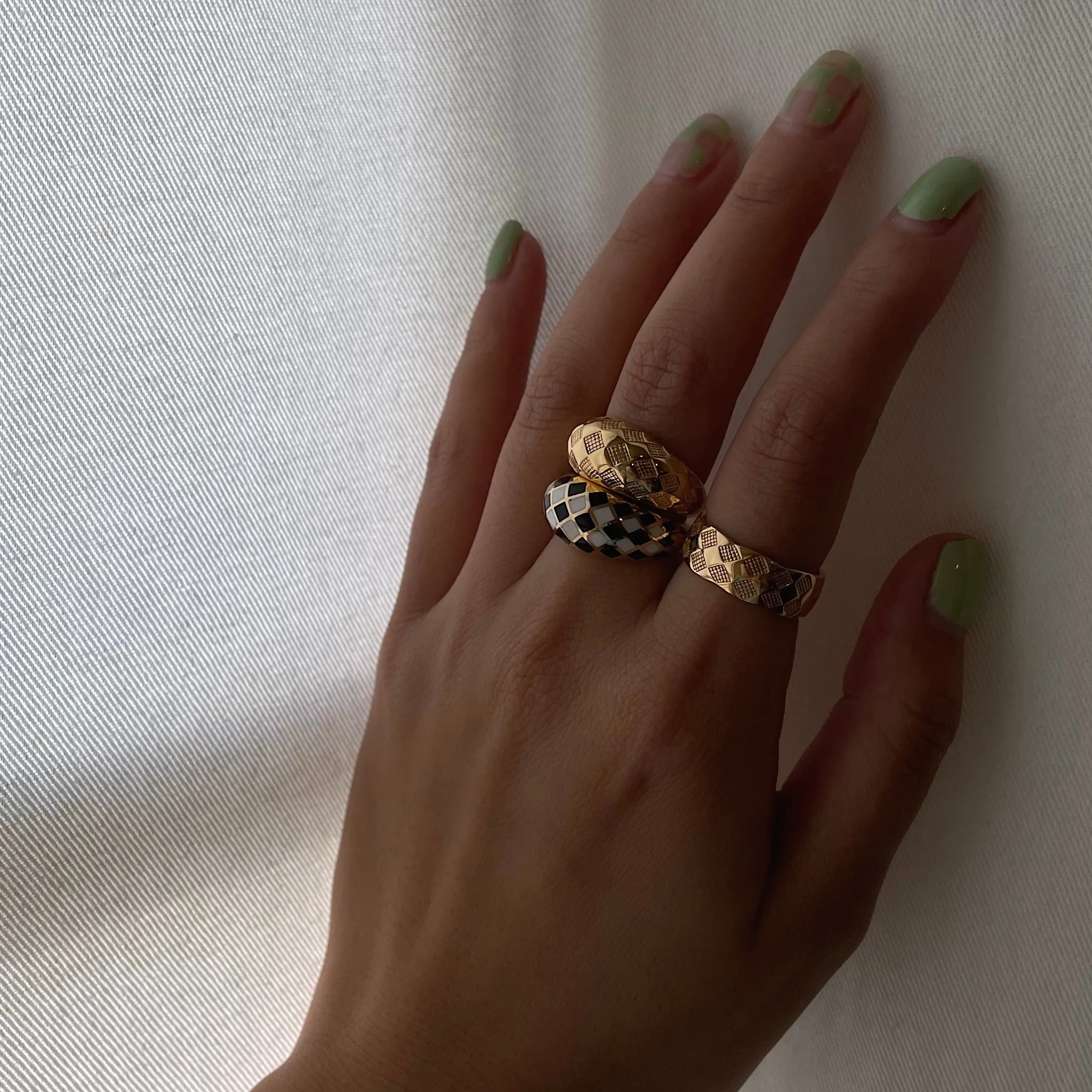 Checker Rings - Blue Set of 2