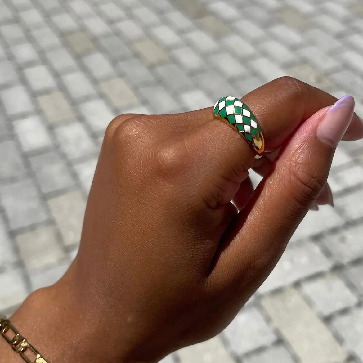 Checker Rings - Blue Set of 2