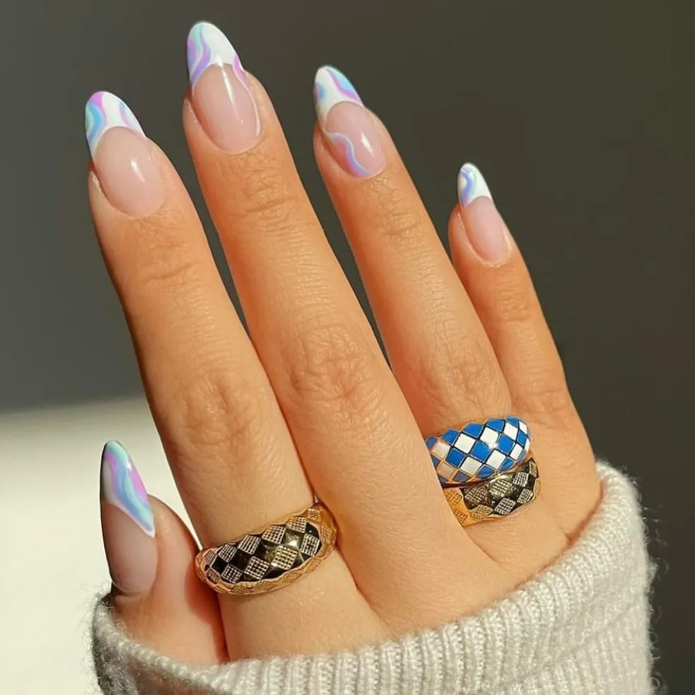 Checker Rings - Blue Set of 2