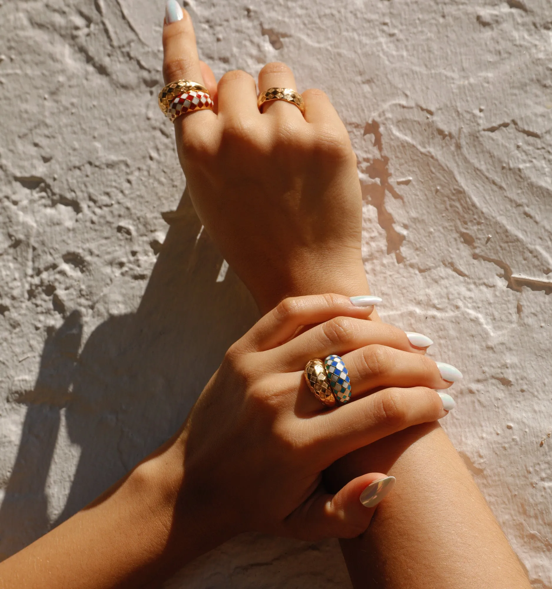 Checker Rings - Blue Set of 2