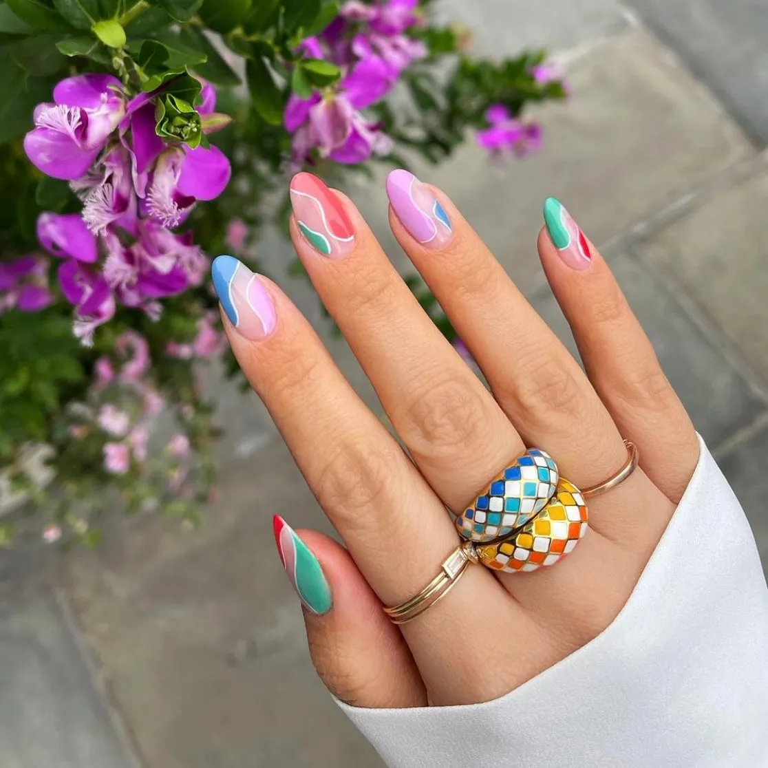 Checker Rings - Blue Set of 2