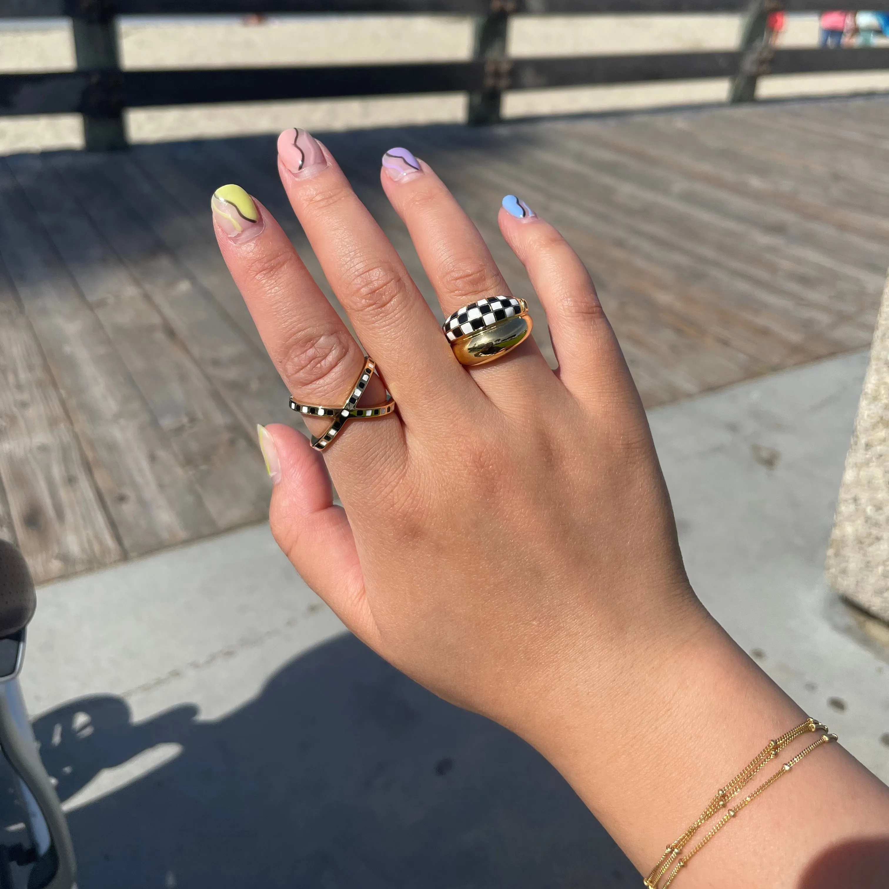 Checker Rings - Blue Set of 2