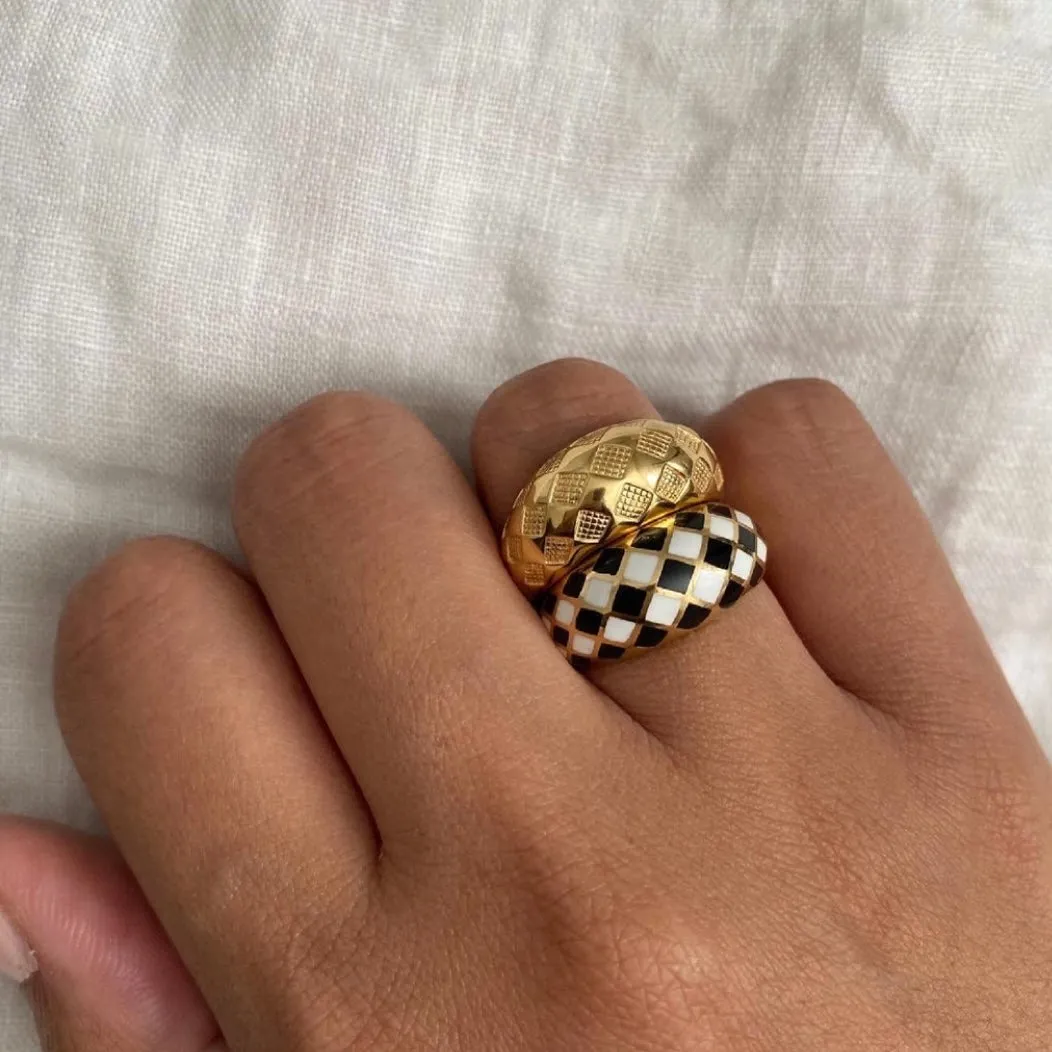 Checker Rings - Blue Set of 2