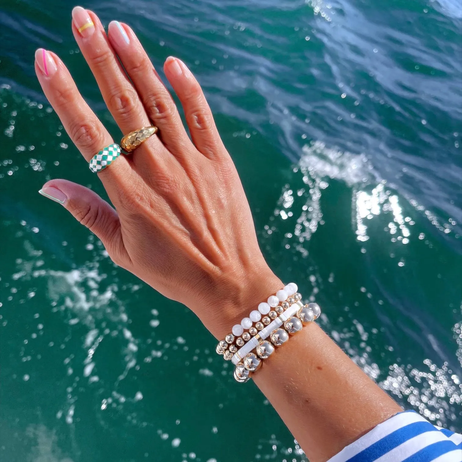 Checker Rings - Blue Set of 2