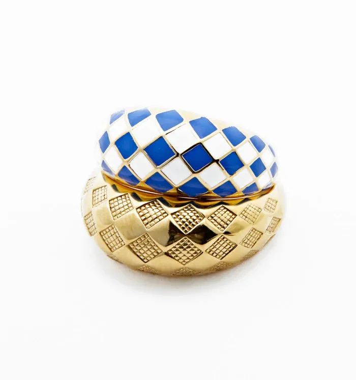 Checker Rings - Blue Set of 2