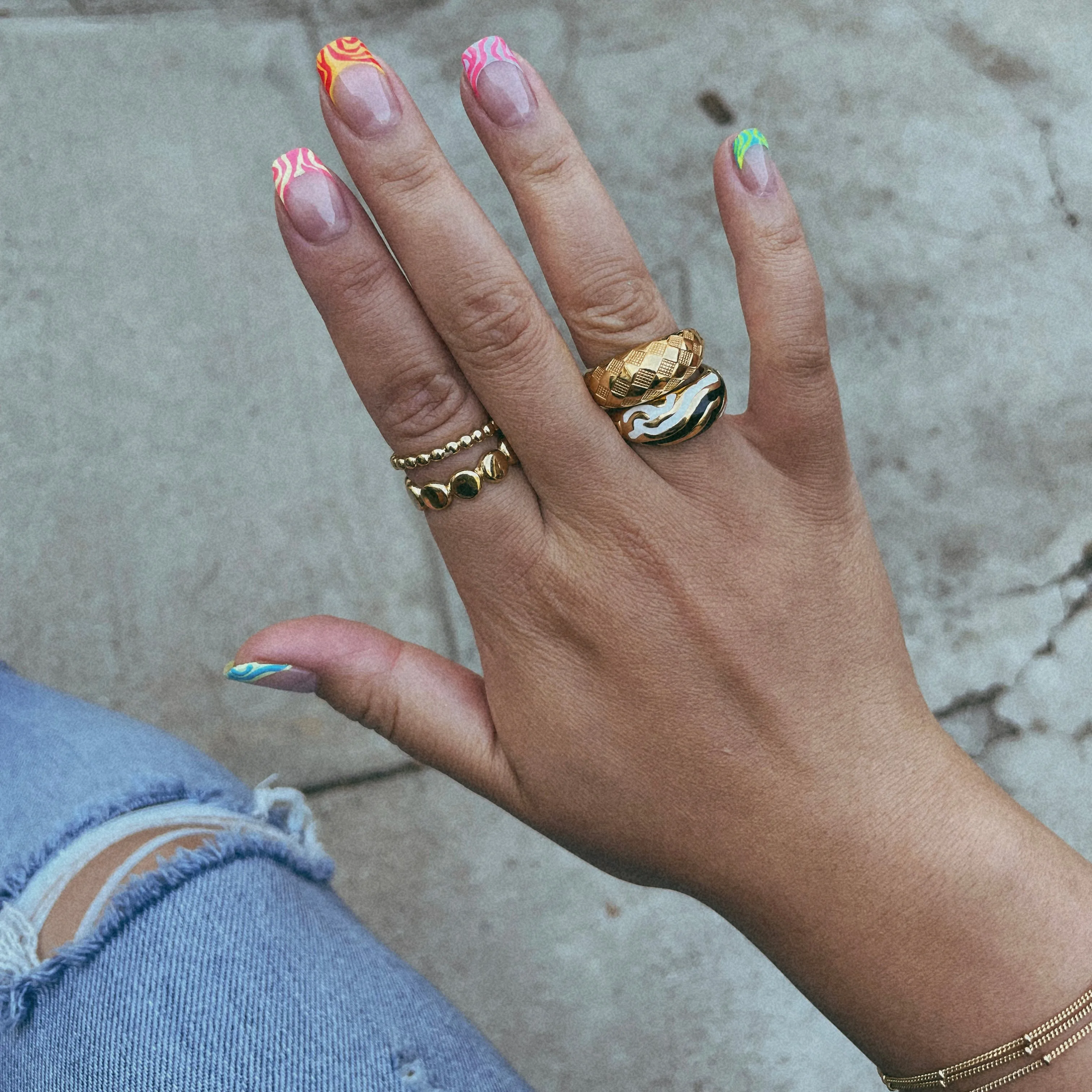 Checker Rings - Blue Set of 2
