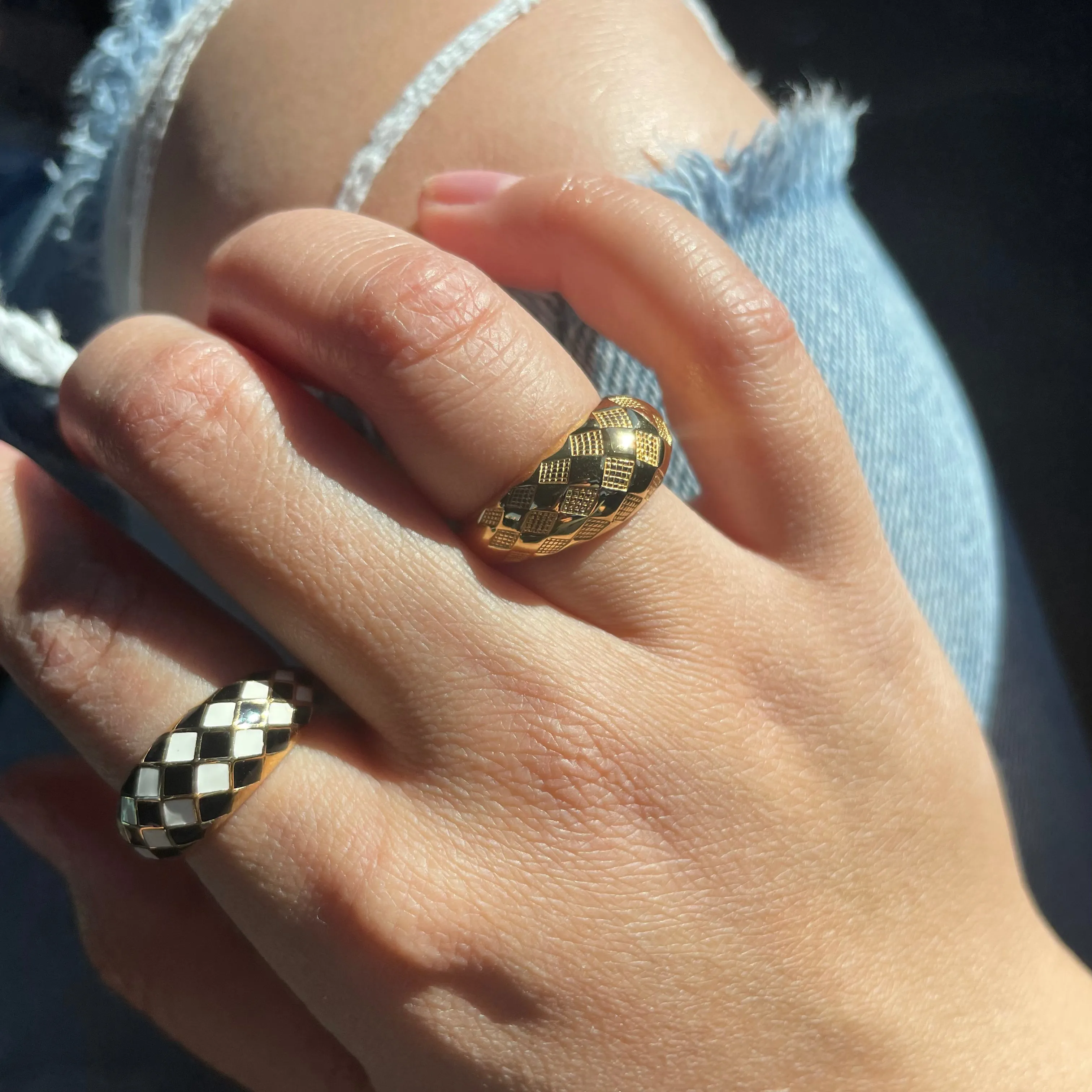 Checker Rings - Blue Set of 2