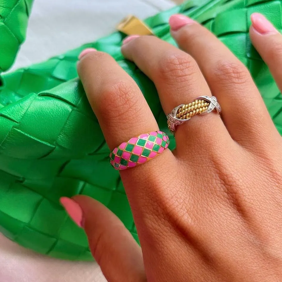 Checker Rings - Blue Set of 2