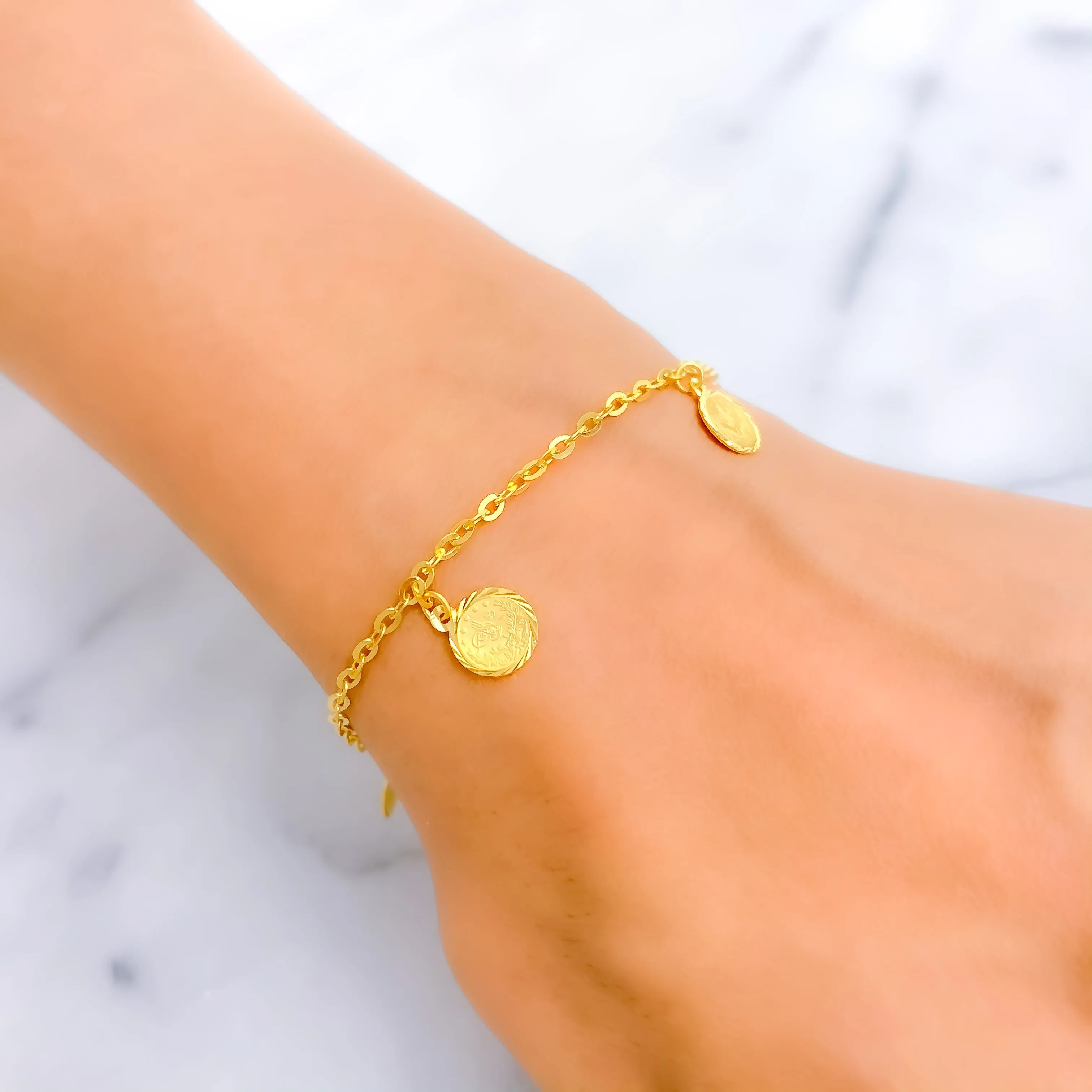 Classic Alluring 21k Gold Coin Bracelet