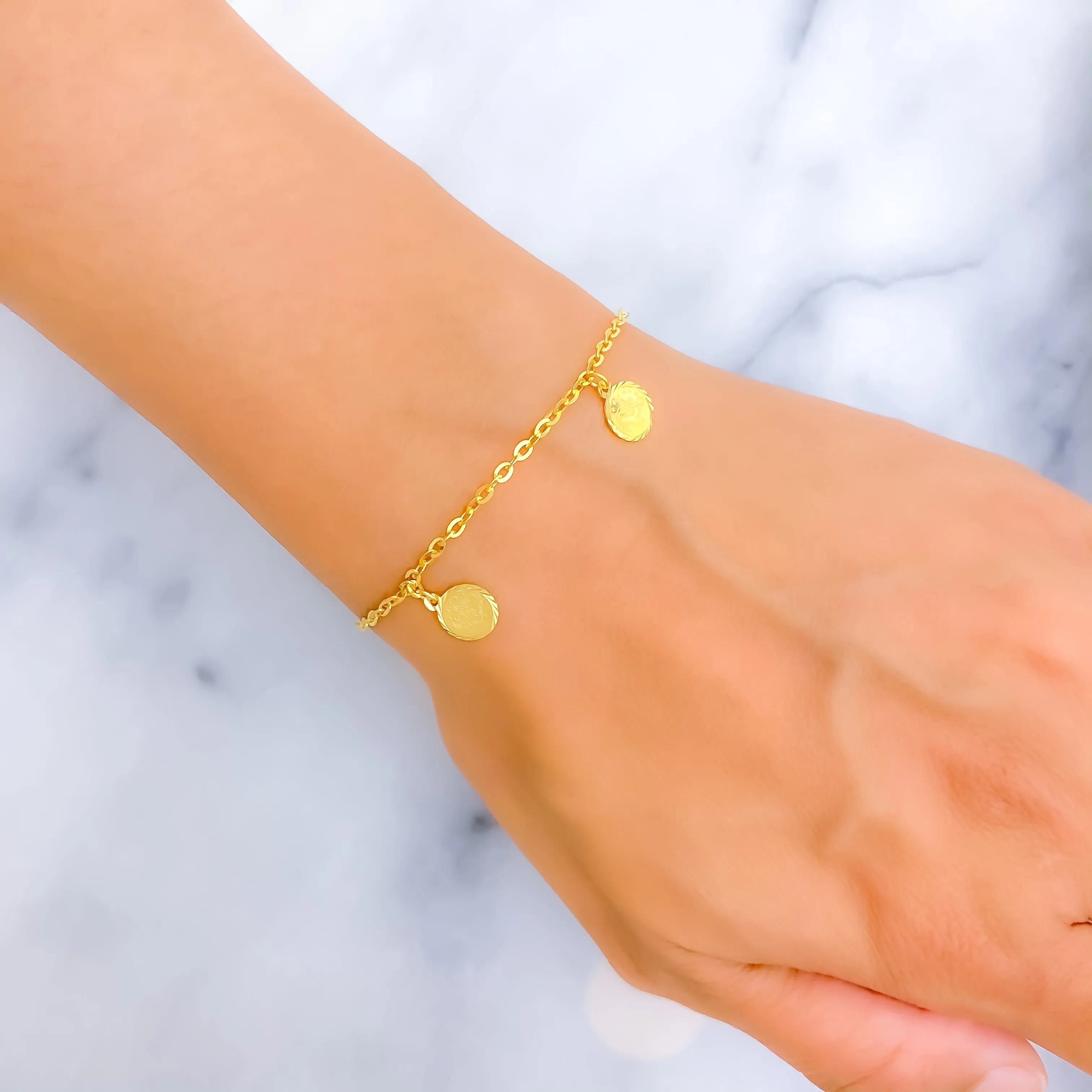 Classic Alluring 21k Gold Coin Bracelet