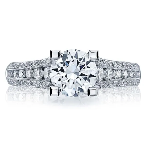 Classic Crescent Diamond Engagement Ring in 18k