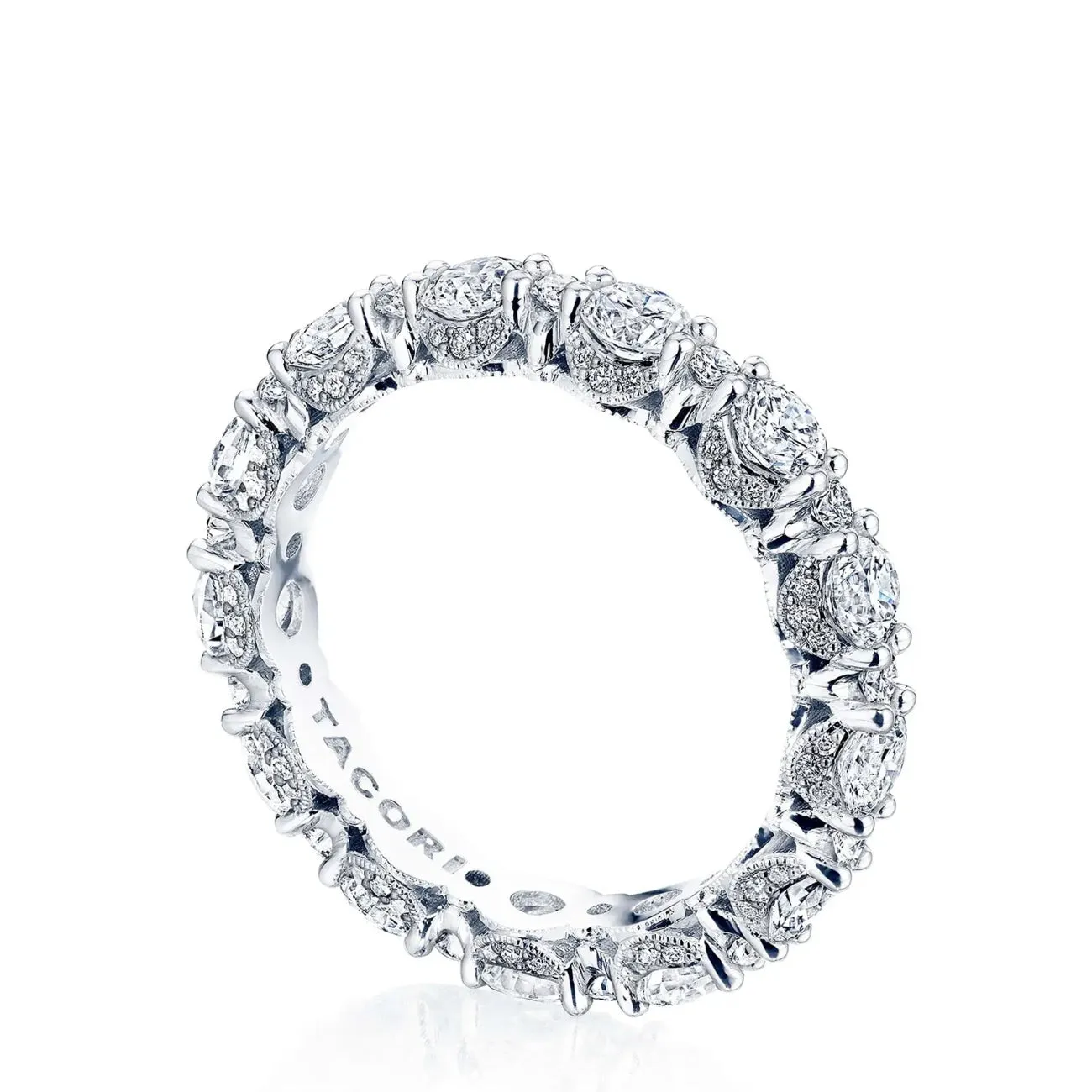 Classic Crescent RoyalT Platinum Round Multi-Size Diamond Eternity Band Ring