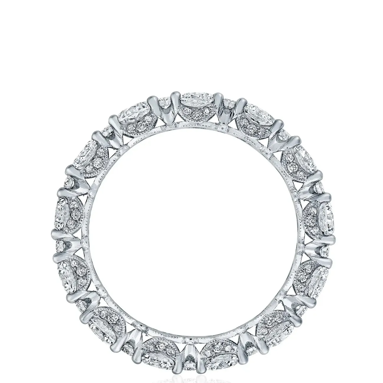 Classic Crescent RoyalT Platinum Round Multi-Size Diamond Eternity Band Ring
