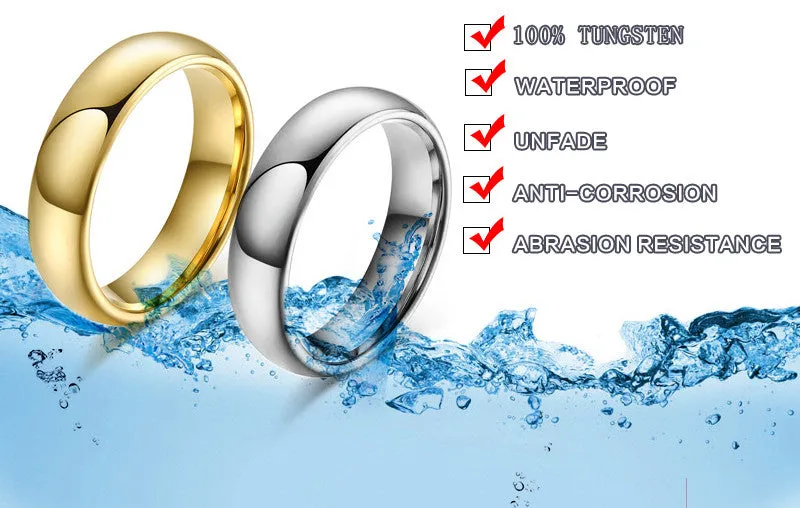 Classic Tungsten Carbide Ring 18K Gold Plated Wedding Rings For Men Women