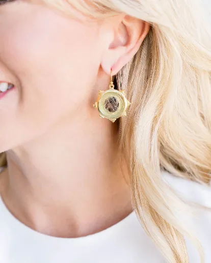 Clear Venetian Glass Coin Earrings