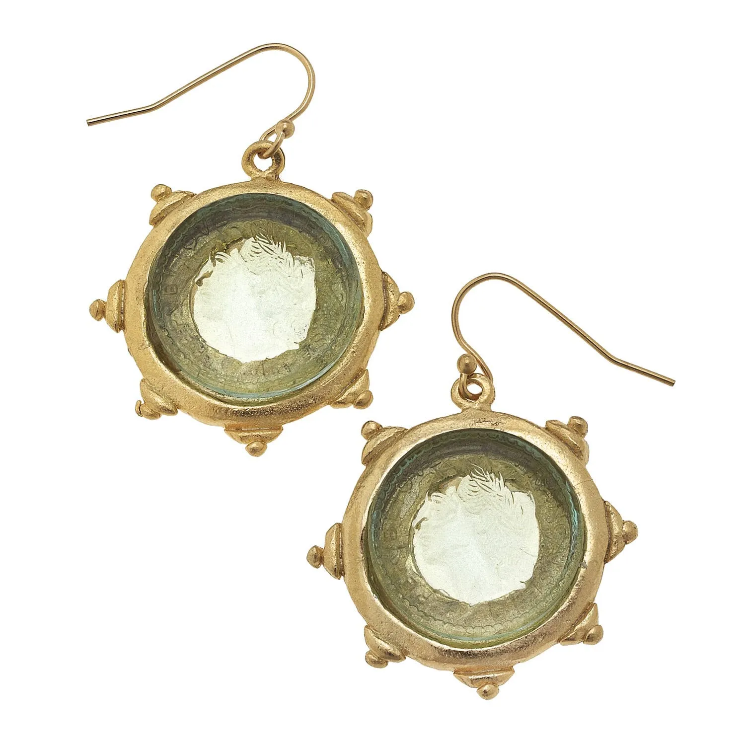 Clear Venetian Glass Coin Earrings